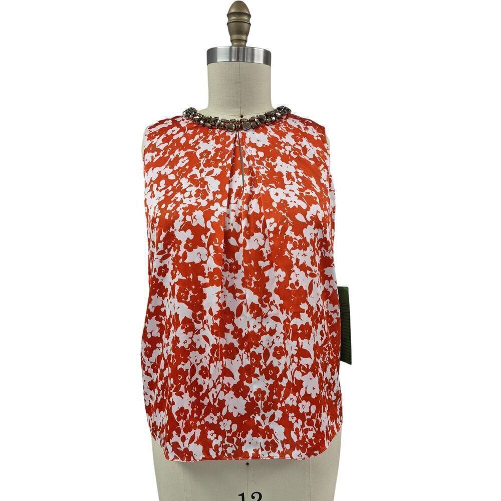 NWT Jones New York Collection Sample Orange dress Tank Rhinestone Collar Sz 8